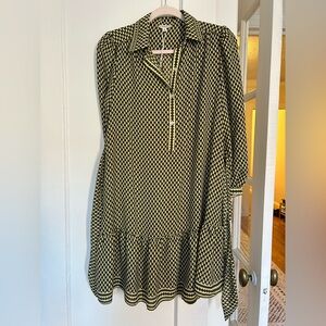Max Studio Green and Cream Patterned Dress